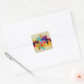 Abstracte Waterverf voor Bright moderne koel Vierkante Sticker (Envelop)