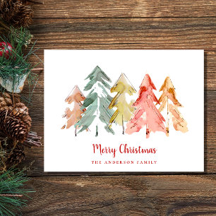 Abstracte Waterverf voor prettige kerstbomen Feestdagenkaart