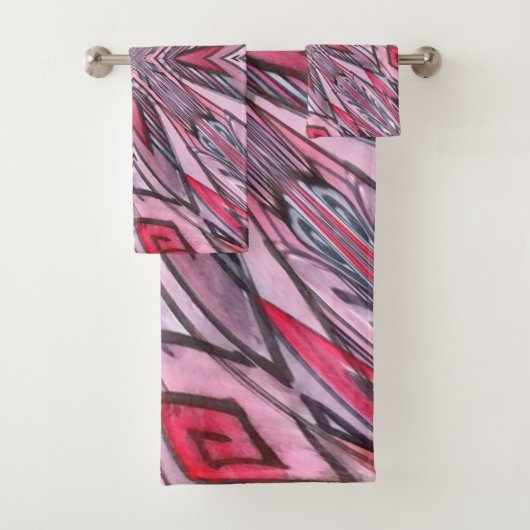 Abstracte Waterverf voor zwarte roze en onbewerkte Bad Handdoek (Insitu)