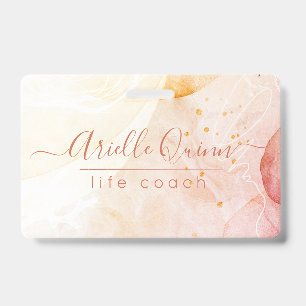 Abstracte Waterverf Vorm Rose Script Levenscoach Badge