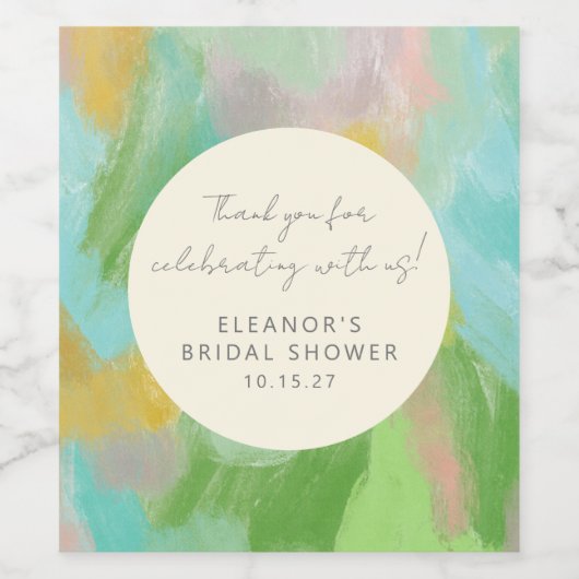 Abstracte Waterverf Vrijgezellenfeest Custom dank Wijn Etiket (Enkel label)