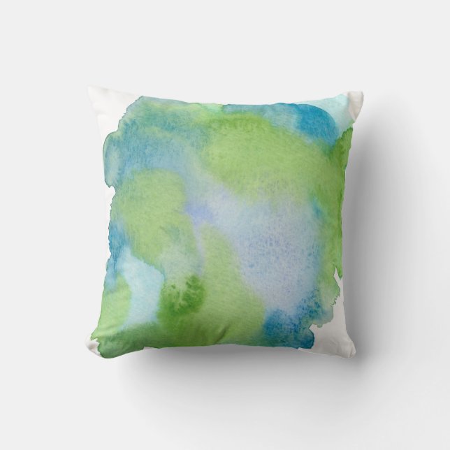 Abstracte Waterverf Wash Paint Throw Pill Kussen (Voorkant)