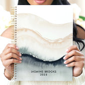 Abstracte Waterverf Waves 2025 Aangepaste naam Planner