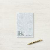 Abstracte Waterverf Wintersneeuw Scene met Naam Post-it® Notes (Op bureau)
