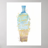 Abstracte Waterverf Zand & Zee Bericht in een fles Folie Afdrukken (Voorkant)