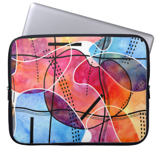 Abstracte Waterverf Zwart Wit Patroon Laptop Sleeve