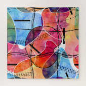 Abstracte Waterverf Zwart Wit Patroon Legpuzzel (Horizontaal)