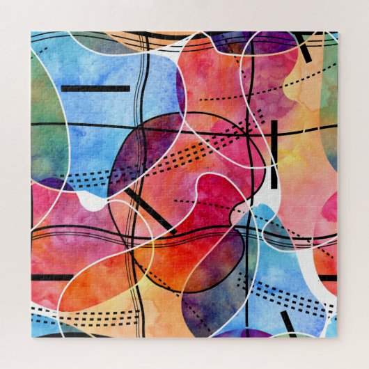 Abstracte Waterverf Zwart Wit Patroon Legpuzzel (Horizontaal)