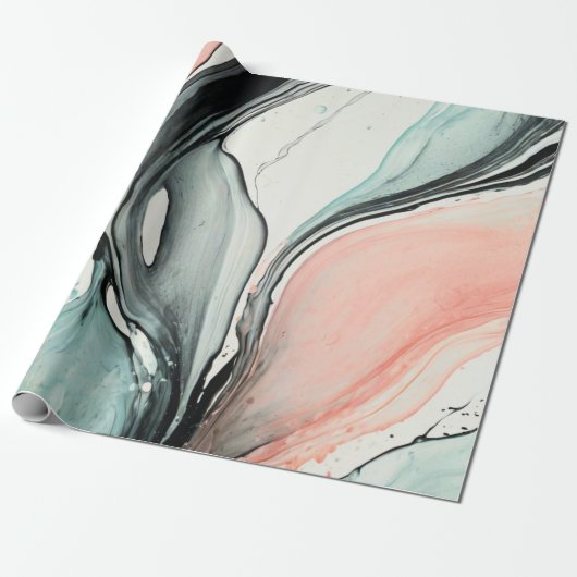 Abstracte Waterverf zwarte lijn Cadeaupapier (Uitgerold)