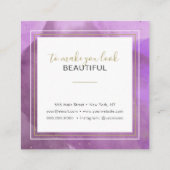 Abstracte Waterverven Paarse en gouden make-up art Vierkante Visitekaartje (Achterkant)