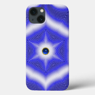 ABSTRACTE WAVEN, BLAUWE STAR EN SAPPHIRE GEMSTONE iPhone 13 HOESJE