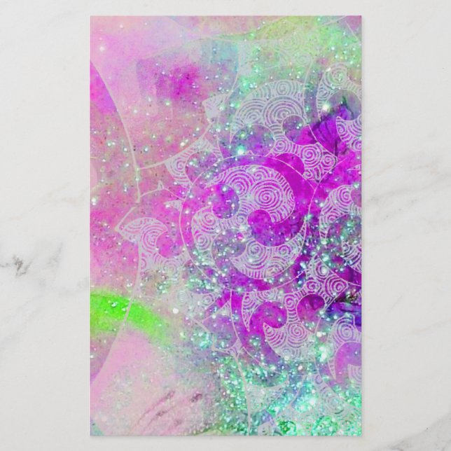 ABSTRACTE WAVES, Blauwgroen blauw, Paars roze brui (Voorkant)