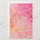 ABSTRACTE WAVES / GOLD PINK SPARKLES, VLOEISTOFFEN BRIEFPAPIER (Voorkant / Achterkant)