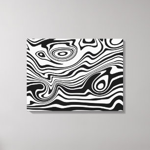 Abstracte Wavy Gestreepte Zwart Wit Canvas Print