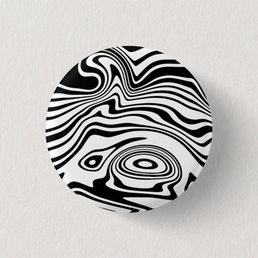 Abstracte Wavy gestreepte zwart-witte Button (Voorkant)