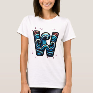Abstracte Wavy-letter "W" T-shirt