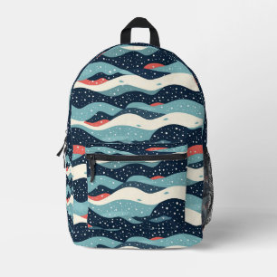 Abstracte Wavy lijnen met Snowflake Stippen Bedrukte Rugzak