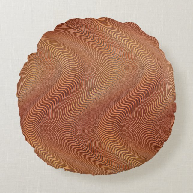 Abstracte Wavy Striped Patroonlijnen 1 Rond Kussen (Voorkant)