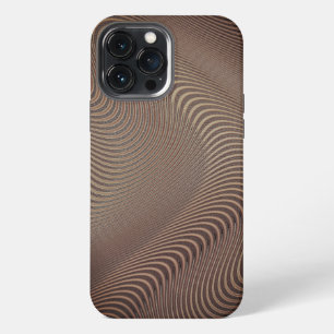 Abstracte Wavy Striped Pattern Lines Brown Art iPhone 13 Pro Max Hoesje