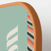 Abstracte Wavy Stripes Aqua en Peach gepersonalise Pickleball Paddle (Links Detail)