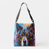 Abstracte welkomstkleurenhond crossbody tas (Achterkant)