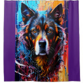 Abstracte welkomstkleurenhond douchegordijn (Voorkant)