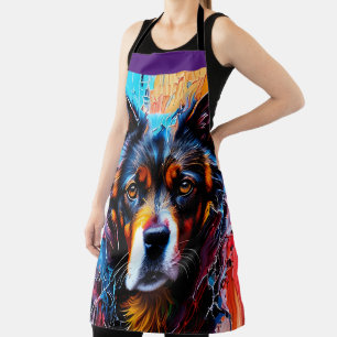 Abstracte welkomstkleurenhond schort
