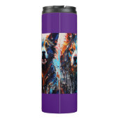 Abstracte welkomstkleurenhond thermosbeker (Achterkant)