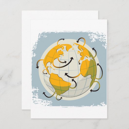 Abstracte Wereldbollen Uitnodigingen (Voorkant / Achterkant)