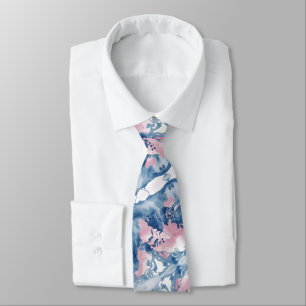 Abstracte Wereldkaart in Soft Pink en Blue Tones Stropdas