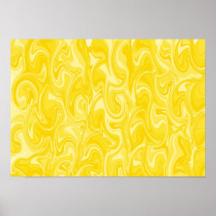 Abstracte Wervelende Kunst - Geel Poster