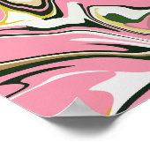 Abstracte wervelende kunst met roze, wit en zwart poster (Hoek)