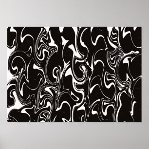 Abstracte Wervelende Kunst - Zwart en Wit Poster