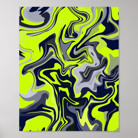 Abstracte werveling van groen, grijs en zwart poster (Voorkant)