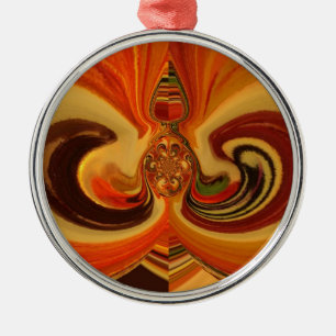 Abstracte wervelingen met Teardrop Center Art Prin Metalen Ornament