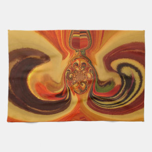 Abstracte wervelingen met Teardrop Center Art Prin Theedoek