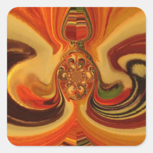 Abstracte wervelingen met Teardrop Center Art Prin Vierkante Sticker