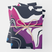 Abstracte wervelingen van koele en gedurfde kleure inpakpapier vel (In situ)