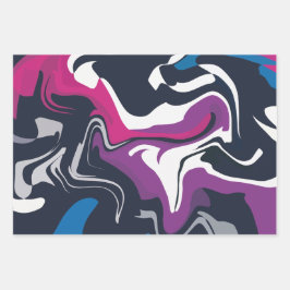 Abstracte wervelingen van koele en gedurfde kleure inpakpapier vel