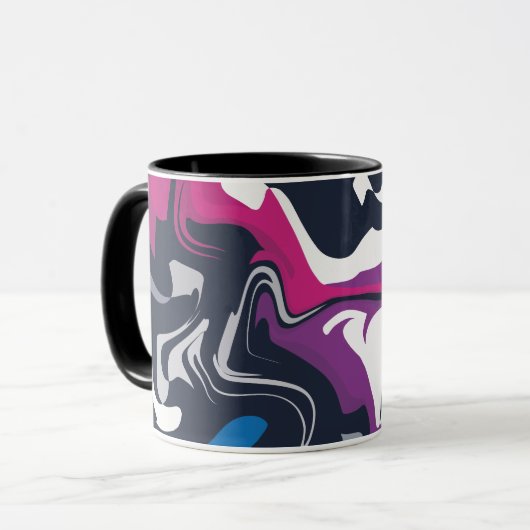 Abstracte wervelingen van koele en gedurfde kleure mok (Voorkant links)