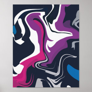 Abstracte wervelingen van koele en gedurfde kleure poster