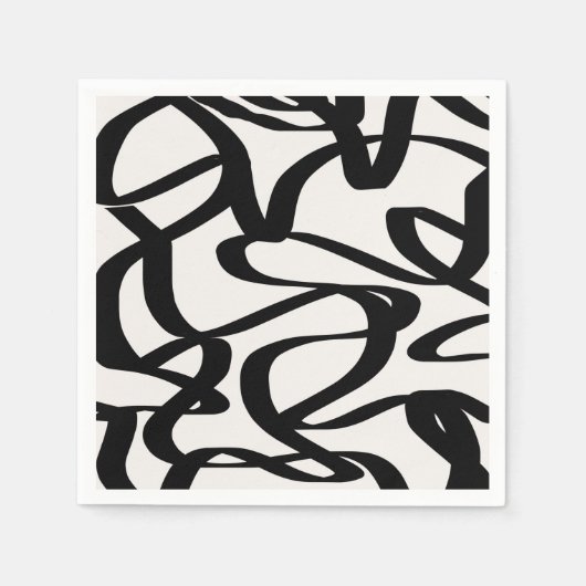 Abstracte wervelkolommen vormen zwart en beige crè servet (Voorkant)