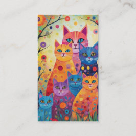 Abstracte Whimsical kleurrijke katten illustratie Visitekaartje