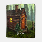 Abstracte Whimsical Little Hunting Cabin Keramisch Ornament (Links)