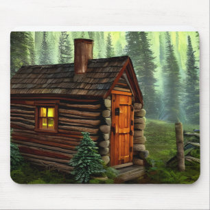 Abstracte Whimsical Little Hunting Cabin Muismat