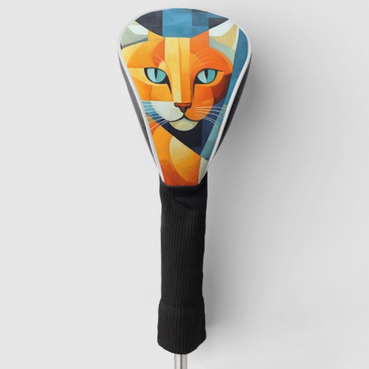 Abstracte Whiskers: Oranje kat Golfheadcover (Voorkant)