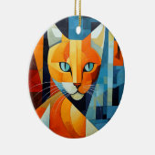 Abstracte Whiskers: Oranje kat Keramisch Ornament (Rechts)