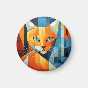 Abstracte Whiskers: Oranje kat Magneet