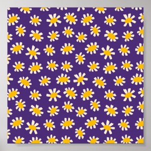 Abstracte White en Yellow Flowers Art Poster