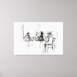 Abstracte wijndiner scene - canvas afdruk